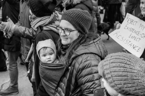 TORONTO, CANADA - JANUARY 20, 2018: WOMEN'S MARCH ON TORONTO Stock Photos