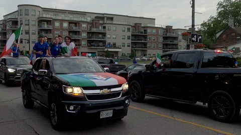 Toronto, Canada July 11 2021 Italian soccer Fans Flood Streets Celebrating Win Stock Footage 345373310