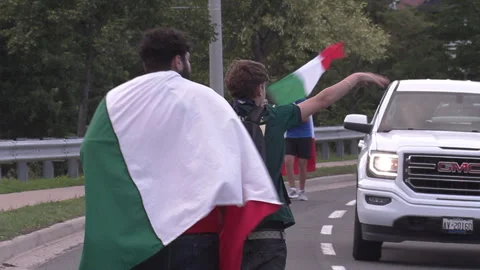 Toronto, Canada July 11 2021 Italian soccer Fans Flood Streets Celebrating Win Stock Footage 345373368