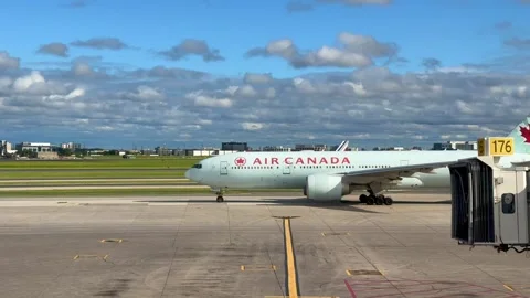 Toronto, Canada - June 18, 2026: Airplane departure from Pearson airport. Toront Stock Footage 341925813