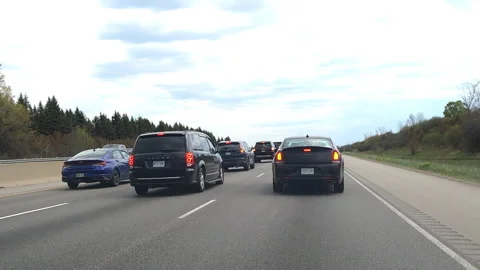 Toronto. Canada, May 23 2026 POV extreme highway traffic Stock Footage 335322377