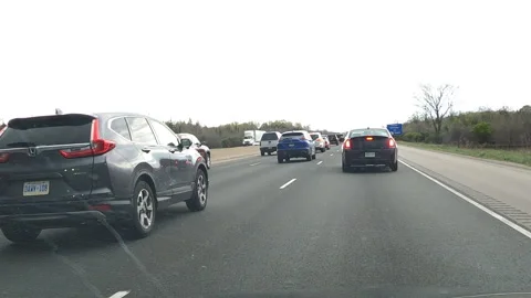 Toronto. Canada, May 23 2026 POV extreme highway traffic Stock Footage 335322757