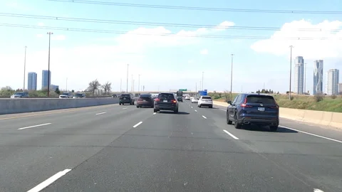 Toronto. Canada, May 23 2026 POV extreme highway traffic Stock Footage 335332986