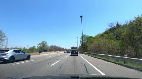 Toronto. Canada, May 23 2026 POV extreme highway traffic Stock Footage 335333875