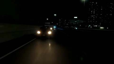Toronto, Canada, May 31 2025 POV rear view driving on very dark night Stock Footage 309398917
