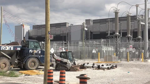 Toronto, Canada Sept 8 2026 Large-Scale AI Data Center Building Site Stock Footage 344886941
