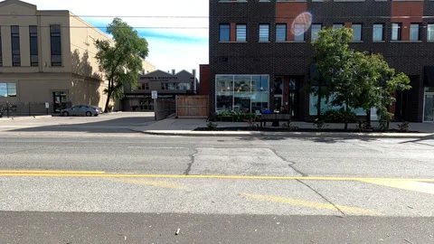 Toronto, Canada Sept 8 2026 POV side view driving plate city urban area Stock Footage 345688816