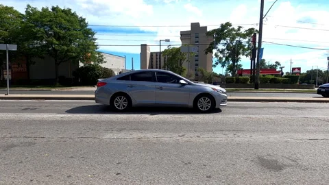 Toronto, Canada Sept 8 2026 POV side view driving plate city urban area Stock Footage 345688822
