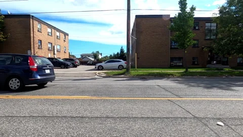 Toronto, Canada Sept 8 2026 POV side view driving plate city urban area Stock Footage 345688824