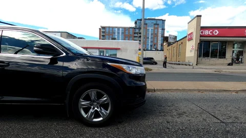 Toronto, Canada Sept 8 2026 POV side view driving plate city urban area 스톡 동영상 345688926