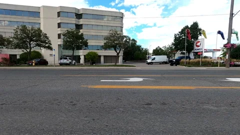 Toronto, Canada Sept 8 2026 POV side view driving plate city urban area Stock Footage 345688995