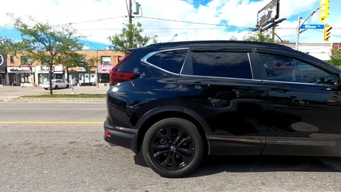 Toronto, Canada Sept 8 2026 POV side view driving plate city urban area Stock Footage 345689086