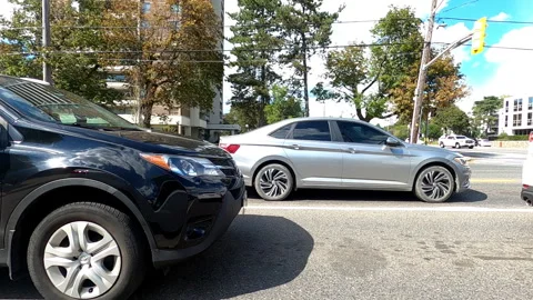 Toronto, Canada Sept 8 2026 POV side view driving plate city urban area Stock Footage 345689087