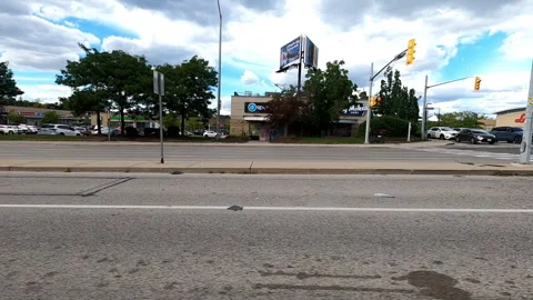 Toronto, Canada Sept 8 2026 POV side view driving plate city urban area Stock Footage 345689392