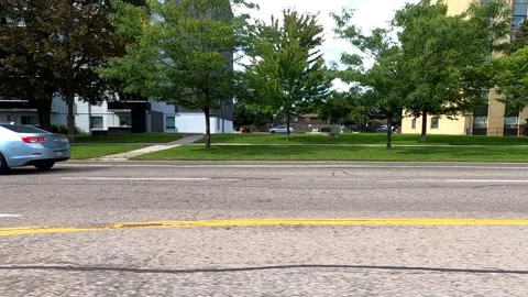 Toronto, Canada Sept 8 2026 POV side view driving plate city urban area Stock Footage 345689503