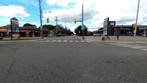 Toronto, Canada Sept 8 2026 POV side view driving plate city urban area Stock Footage 345689576