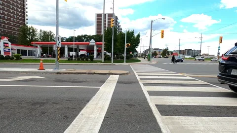 Toronto, Canada Sept 8 2026 POV side view driving plate city urban area Stock Footage 345689718