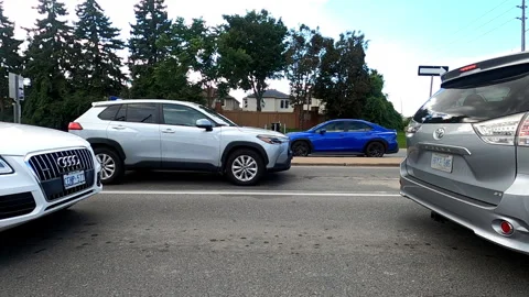 Toronto, Canada Sept 8 2026 POV side view driving plate city urban area Stock Footage 345689823