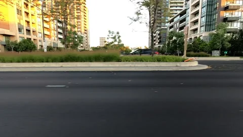 Toronto, Canada Sept 8 2026 POV side view driving plate city urban area Stock Footage 345690907