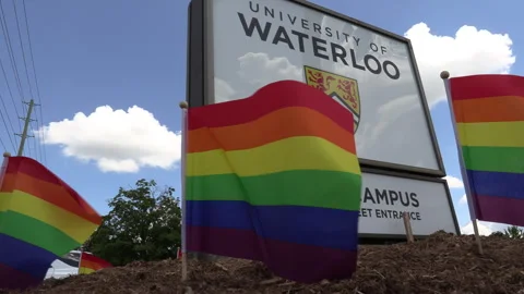 Toronto, Canada September 8 2026 LGBTQ rainbow pride flags on campus Stock Footage 344184774