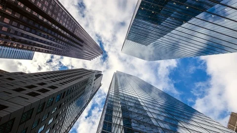 Toronto, Canada, Time Lapse View, Looking Up at Modern Office Buildings Downtown Vídeos de archivo 104629839