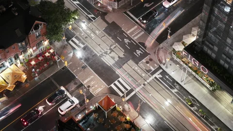 Toronto, Canada, Timelapse  - Close-up view of the crossroad Video stock 160613796
