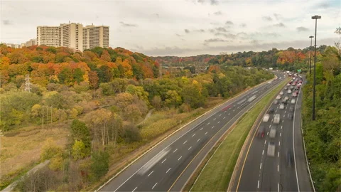 Toronto, Canada, Timelapse  - The DVP at fall Stock Footage 139014464