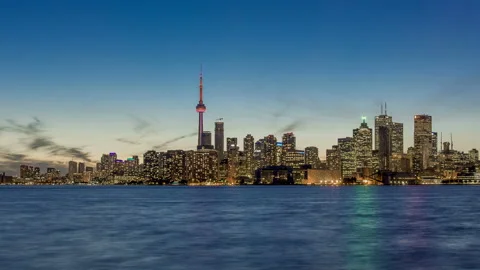 Toronto, Canada - Timelapse  - The Skyline at Sunset Stock Footage 147239652