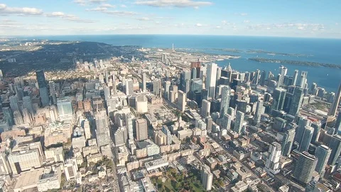 Toronto, Canada, Video  - Aerial Wide Angle View of Downtown Toronto Stock Footage