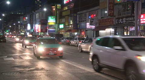 Toronto Chinatown at night  Stock Footage 53791787