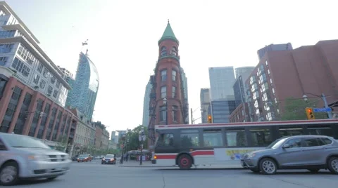 Toronto Churh Front St Intersection Gooderham Buidling 库存影片 52963293