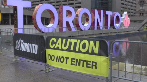 Toronto city hall closed empty during COVID 19 pandemic lockdown Stock Footage 152524738