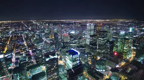 Toronto Cityscape at Night : Time Lapse Stock Footage 64277997