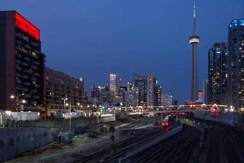 Toronto CN Tower at night Stock Photos