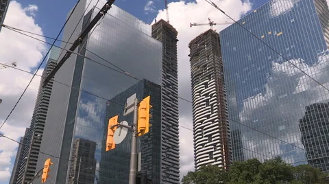 Toronto condo construction and office towers downtown Stock Footage 64750194