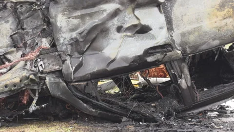 Toronto, On, Dec 16 2025 Spectacular car crash fire after police chase 스톡 동영상 344012371