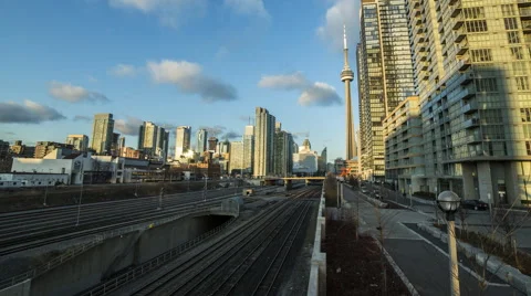 Toronto Downtown Freeway with Clouds Stock Footage 68658824