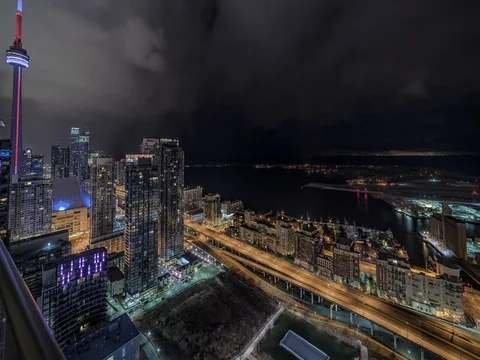 Toronto downtown night timelapse Stock Footage 72912351