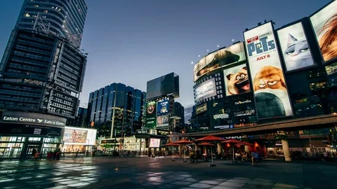 Toronto Dundas Square Sunset Timelapse [4K] Stock Footage 83709584