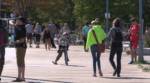 Toronto eastern beaches boardwalk Stock Footage