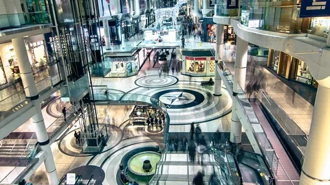 Toronto Eaton Centre Shopping Timelapse [4K] Stock Footage