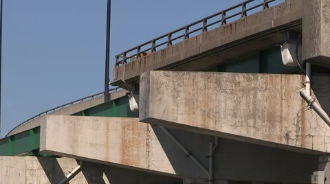 Toronto elevated Gardiner highway crumbling and decaying infrastructure Stock Footage