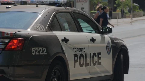 Toronto Emergency Crime Scene Intersection Police Cop Car Cruiser Trunk Bike  Stock Footage 91015250