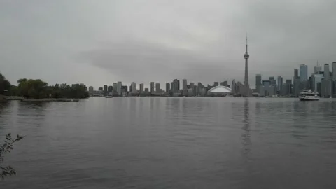 Toronto ferry approached by Drone Stock Footage 143205820