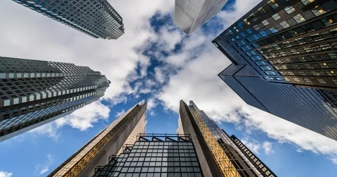 Toronto Financial District City Skyline Lookup Stock Footage