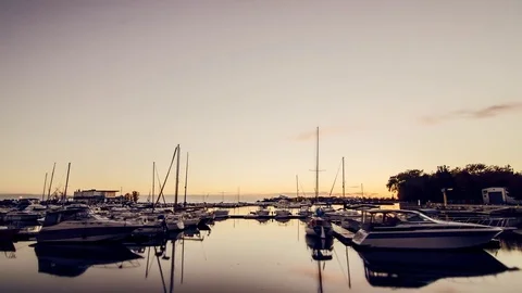 Toronto Harbourfront Sunset Timelapse [4K] Stock Footage 83709862