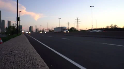 Toronto Highway during sunset Stock Footage 133849780