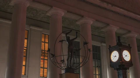 Toronto, Hyperlapse - The entance of the train Stataion called Union Station Stock Footage 195298481