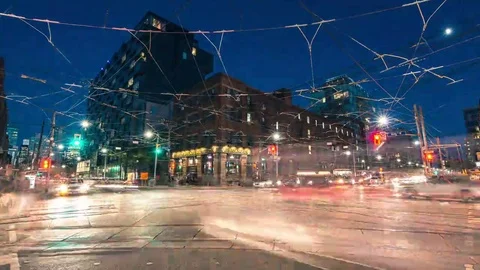 Toronto King Bathurst Street Intersection Night Timelapse Stock Footage 69270584