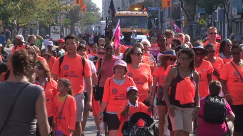 Toronto labor day parade as thousands of workers protest for labour unions Stock Footage 54426596